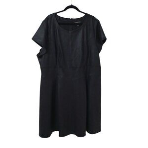 Lane Bryant Womens Plus Size Faux Leather Dress Black 26 Midi